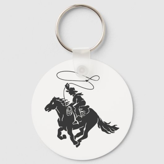 Cowboy auf Pferd mit Lasso Schlüsselanhänger (Vorderseite)