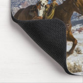 Cowboy auf Pferd mit Lederklappen Mousepad (Ecke)