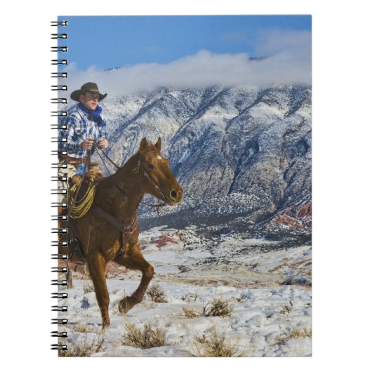 Cowboy auf Pferd mit Lederklappen Notizblock (Vorderseite)
