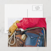 Cowboy auf Pferd mit Lederklappen Postkarte (Vorne/Hinten)