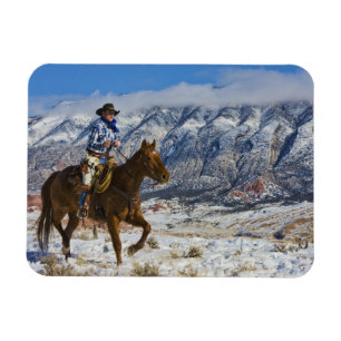 Cowboy auf Pferd mit Lederschäften Magnet