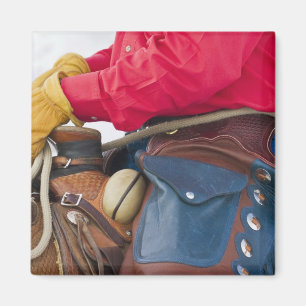 Cowboy auf Pferd mit Lederschäften Magnet