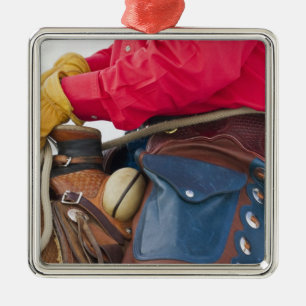 Cowboy auf Pferd mit Lederschäften Silbernes Ornament