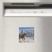 Cowboy auf Pferd mit Lederschaps Magnet (In Situ (Geschirrspüler))