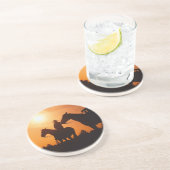 Cowboy auf Pferd Sandstone Untersetzer (Seite)