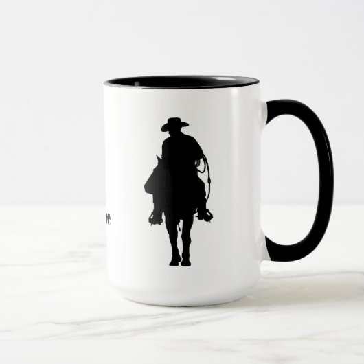Cowboy auf Pferde Silhouette Tasse (Rechts)