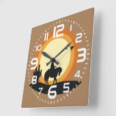Cowboy auf Pferderücken Quadratische Wanduhr (Winkel)
