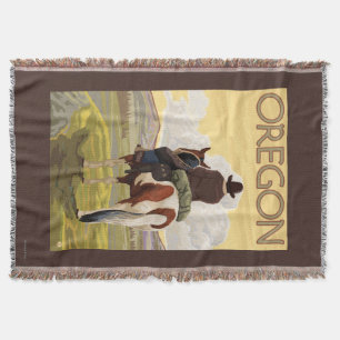Cowboy auf Pferderuecken-Vintagem Reise-Plakat Decke