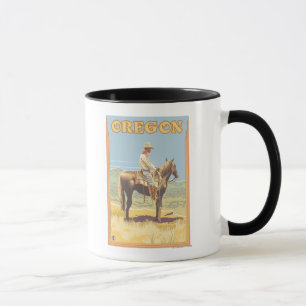 Cowboy auf Pferderuecken-Vintagem Reise-Plakat Tasse