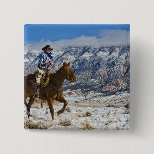 Cowboy auf Pferdetragenden Leder-Typen 2 Button