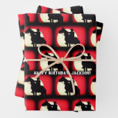 Cowboy auf Rot und Schwarz Geschenkpapier Set (Beispiel)