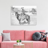 Cowboy auf seinem PferdefotoSouth Dakota Leinwanddruck (Insitu (Wohnzimmer))