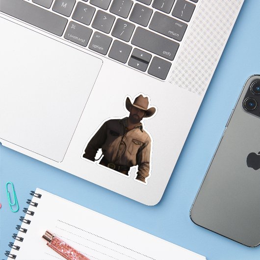 Cowboy Aufkleber (Laptop mit iPhone)