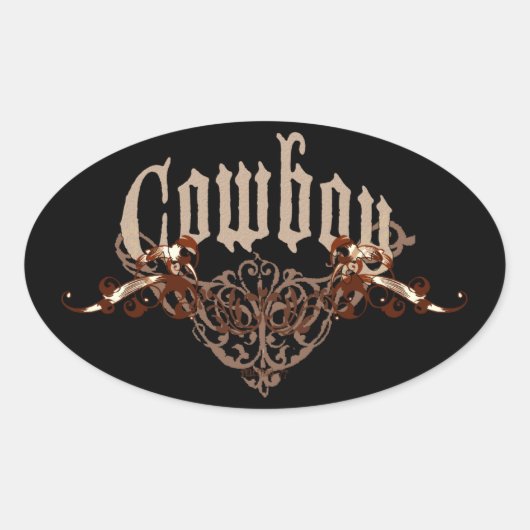 Cowboy-Aufkleber Ovaler Aufkleber (Vorderseite)