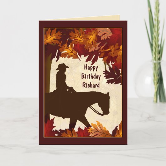 Cowboy Autumn Custom Birthday Card Karte (Vorderseite)