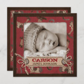 Cowboy Baby Announction Square Ankündigung (Vorne/Hinten)