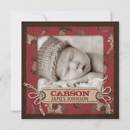 Cowboy Baby Announction Square Ankündigung (Vorderseite)