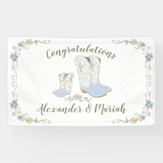 Cowboy Baby Dusche Country Western Blue Boy Banner (Horizontal)