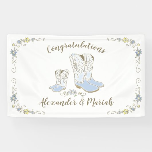 Cowboy Baby Dusche Country Western Blue Boy Banner (Horizontal)