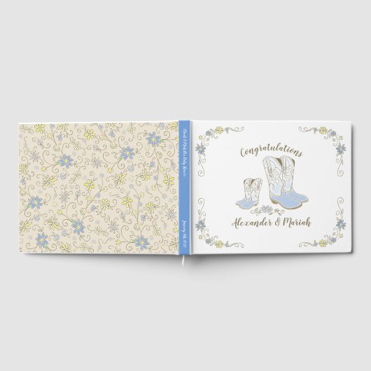 Cowboy Baby Dusche Country Western Blue Boy Gästebuch (Voll)