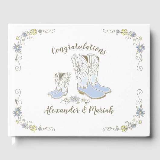 Cowboy Baby Dusche Country Western Blue Boy Gästebuch (Vorderseite)