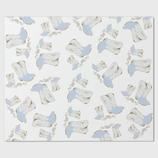 Cowboy Baby Dusche Country Western Blue Boy Geschenkpapier (Flach)