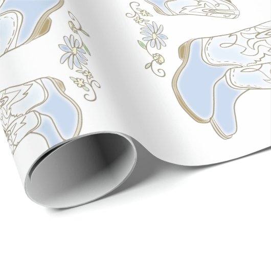 Cowboy Baby Dusche Country Western Blue Boy Geschenkpapier (Rolleneckpunkt)