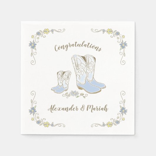 Cowboy Baby Dusche Country Western Blue Boy Serviette (Vorderseite)