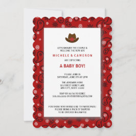 Cowboy Baby Dusche Einladung WESTERN RED BANDANA