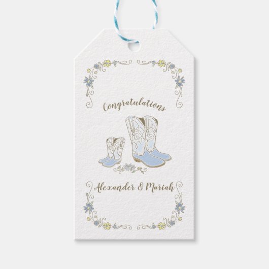 Cowboy Baby-Dusche Geschenkanhänger (Vorderseite)