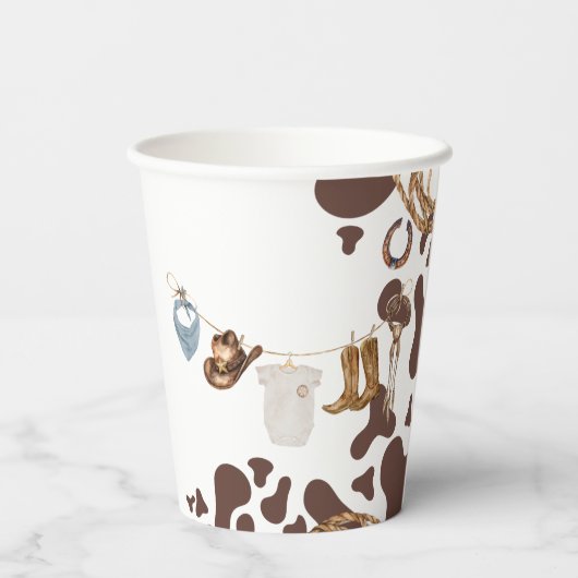 Cowboy Baby-Dusche Pappbecher (Rückseite)