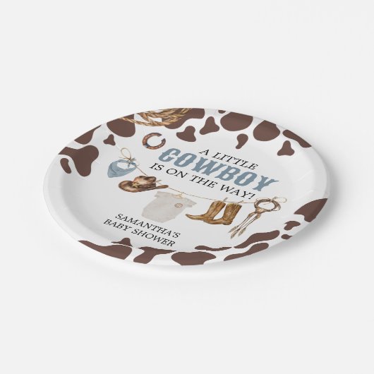 Cowboy Baby-Dusche Pappteller (Schrägansicht)