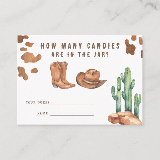 Cowboy Baby Dusche Rate wie viele Bonbons Begleitkarte (Vorderseite)