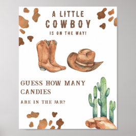 Cowboy Baby Dusche Rate wie viele Bonbons Poster