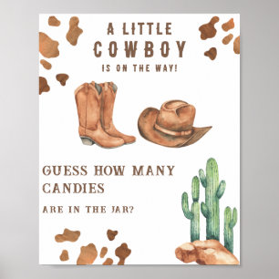 Cowboy Baby Dusche Rate wie viele Bonbons Poster