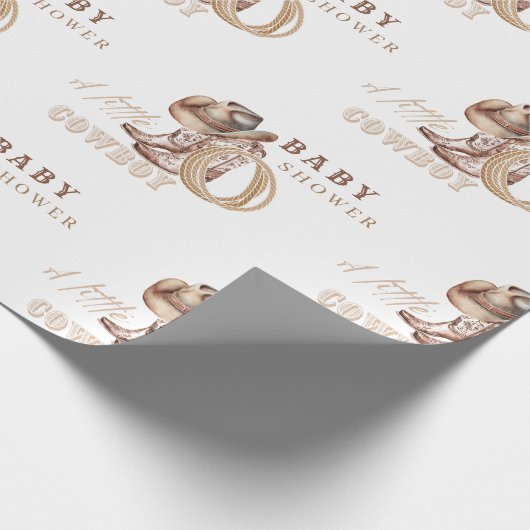 Cowboy Baby Dusche Wasserfarbe Rustikal Geschenkpapier (Ecke)