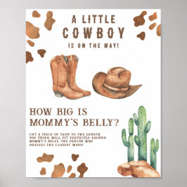 Cowboy Baby Dusche Wie groß ist Mama's Bauchspiel Poster