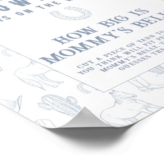 Cowboy Baby Dusche Wie groß ist Mama's Bauchspiel Poster (Ecke)