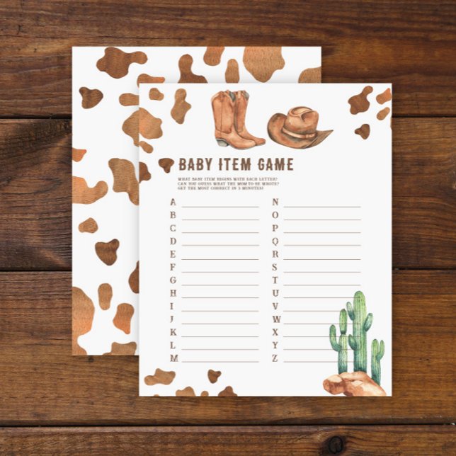 Cowboy - Baby Item Game. Baby Shower Game (Von Creator hochgeladen)