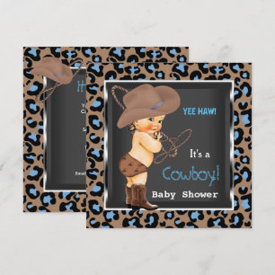 Cowboy-Baby-Party Junge Blau Braun Einladung