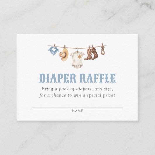 Cowboy Baby Showdusche Windeln Raffle Ticket Begleitkarte (Vorderseite)