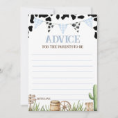 Cowboy Baby Shower Advice Card Einladung (Vorderseite)