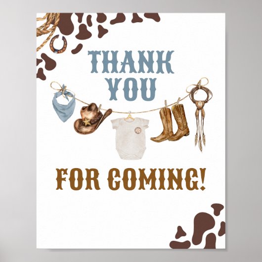 Cowboy Baby Shower Danke, dass du gekommen bist Poster (Vorne)