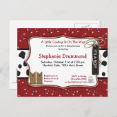 Cowboy Baby Shower Einladung in Red Bandana (Vorne/Hinten)