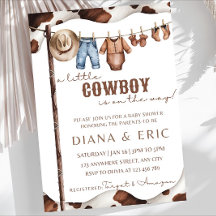Cowboy Baby Shower Einladung Vorlage, ein wenig