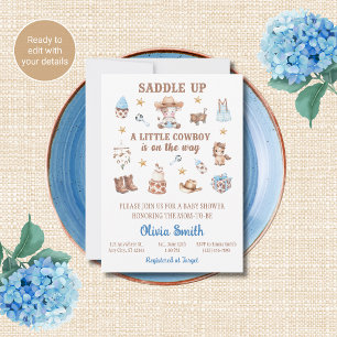Cowboy-Baby-Shower-Einladungen Sattel auf Einladung