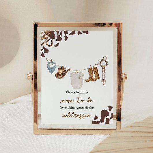 Cowboy Baby Shower Envelope Station Poster
