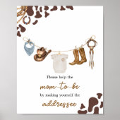 Cowboy Baby Shower Envelope Station Poster (Vorne)