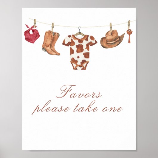Cowboy baby shower - favors, please take one poster (Vorne)