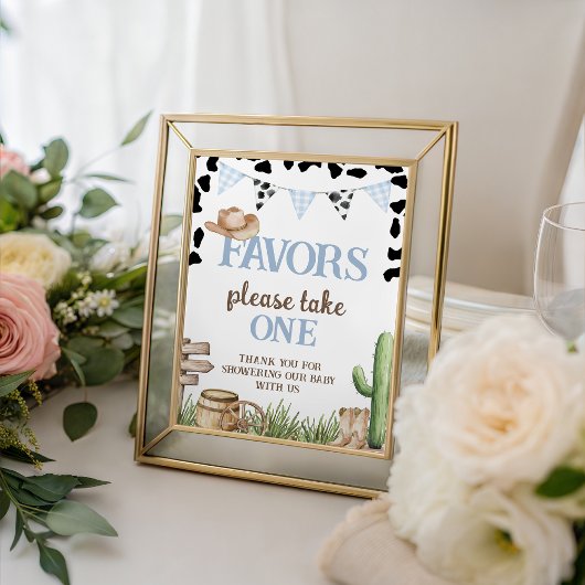 Cowboy Baby Shower Favors Table Sign Sockelschild